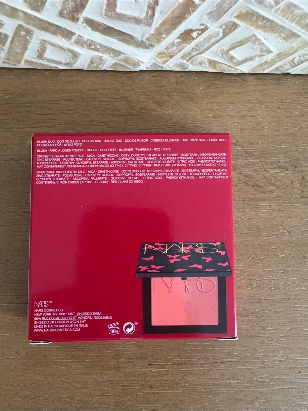 NARS Claudette Blush Compact in Bold Red with Gold Logo